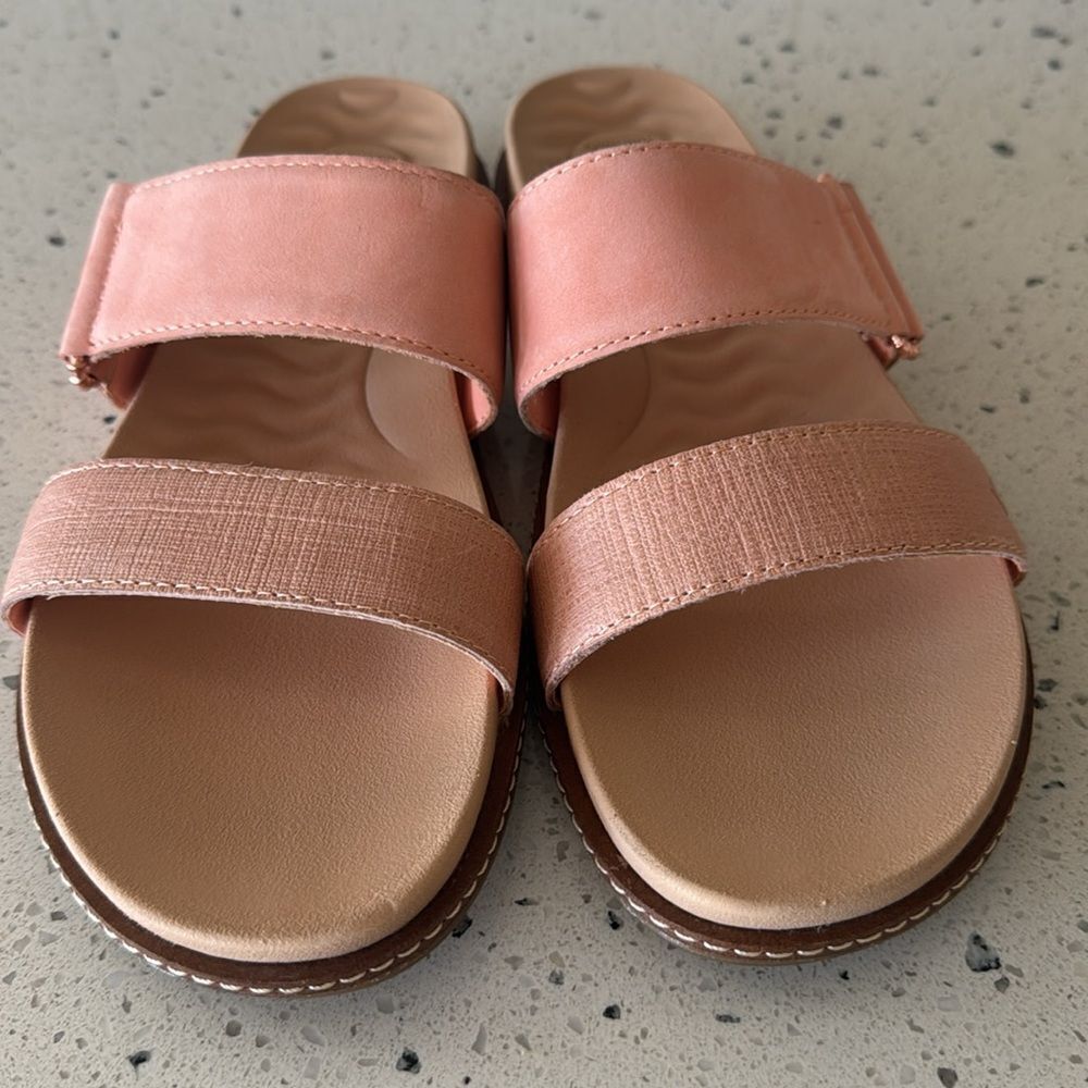 SPERRY Wave Side PLUSHWAVE Peach Leather Strap Sandals Slides Casual Comfort 9.5 - Picture 10 of 12